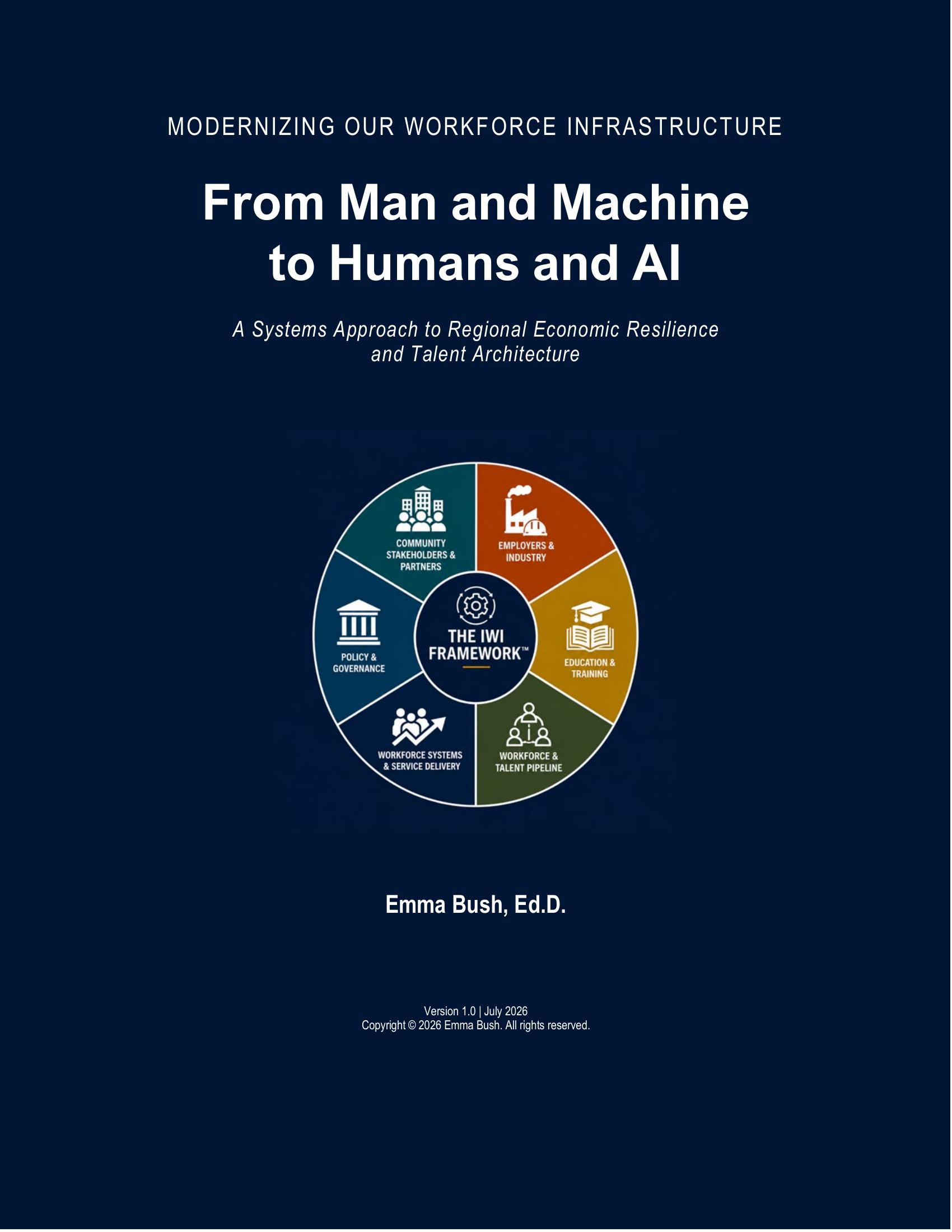 Cover of the white paper From Man and Machine to Humans and AI by Emma Bush, Ed.D.